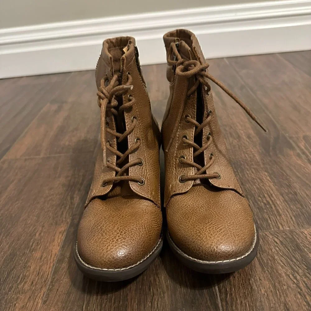 Not Rated Shoes Lace up combat boots - New! Never worn Tan/Brown sized zipper